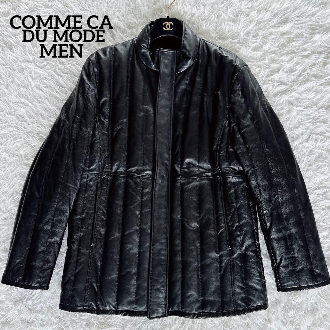 コムサデモード】ラムレザー ダウンジャケット ブラック Mサイズ