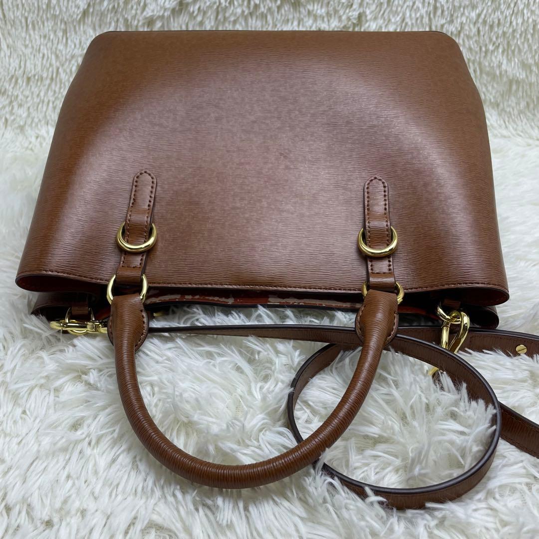 ローレンラルフローレン 2way ハンドバッグ ブラウン 保存袋付