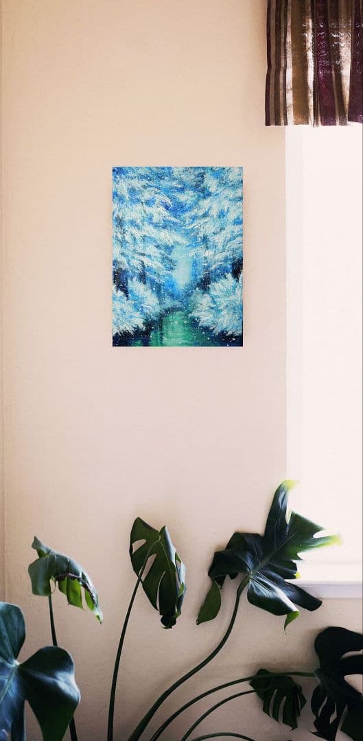 油絵 絵画 【冬の川】