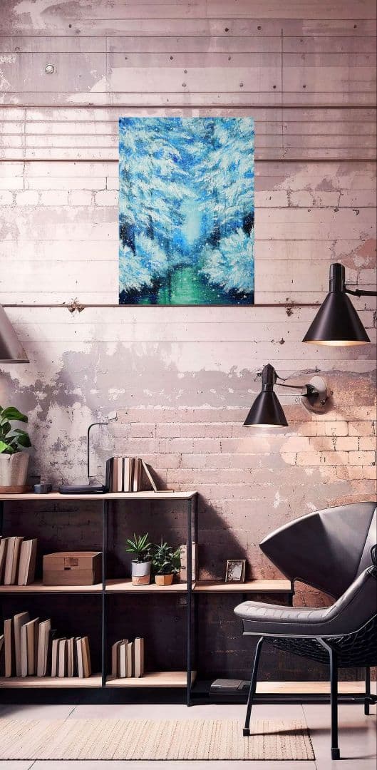 油絵 絵画 【冬の川】