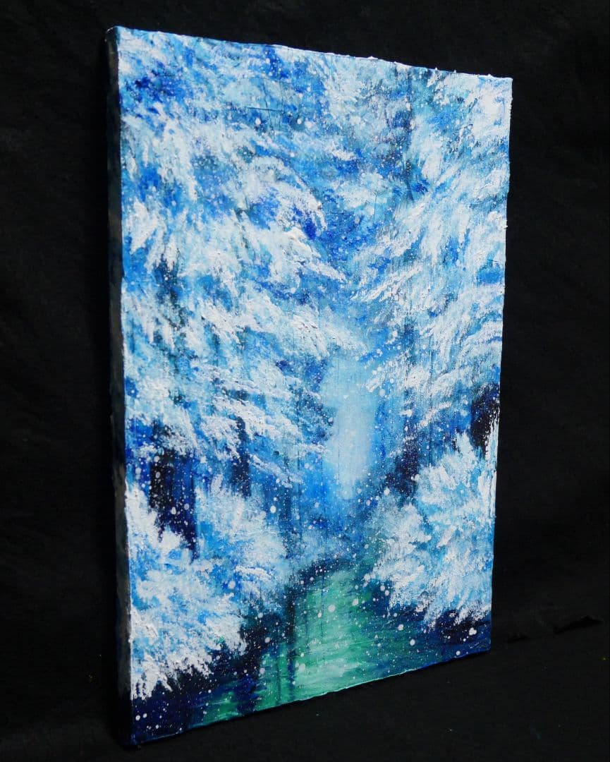 油絵 絵画 【冬の川】