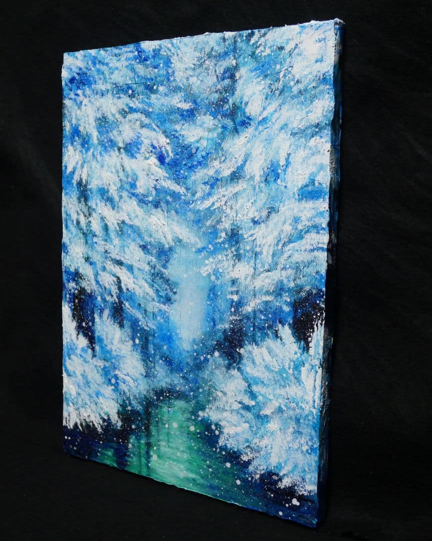 油絵 絵画 【冬の川】