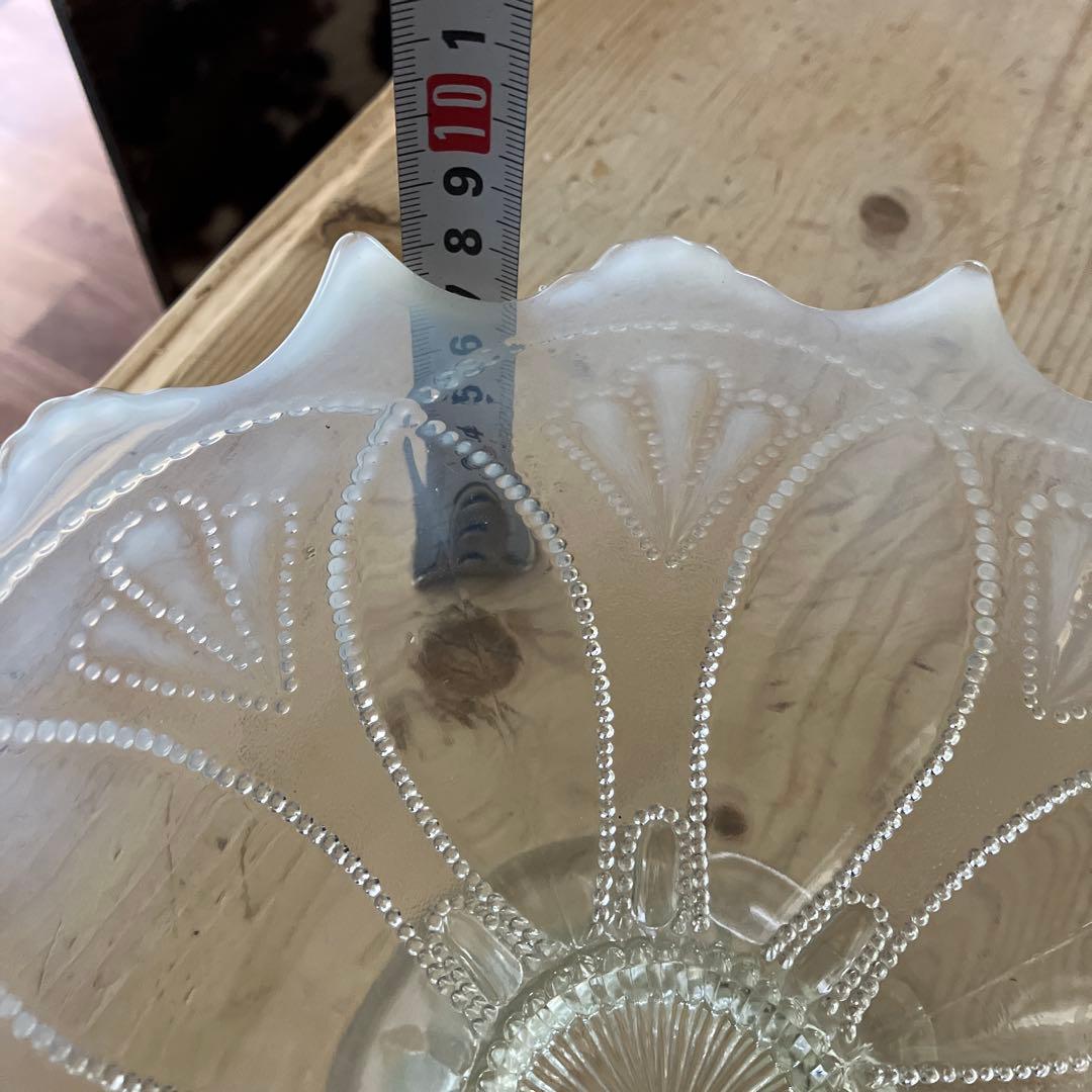 イギリスアンティーク ノースウッド オパールセントガラス大型コンポート