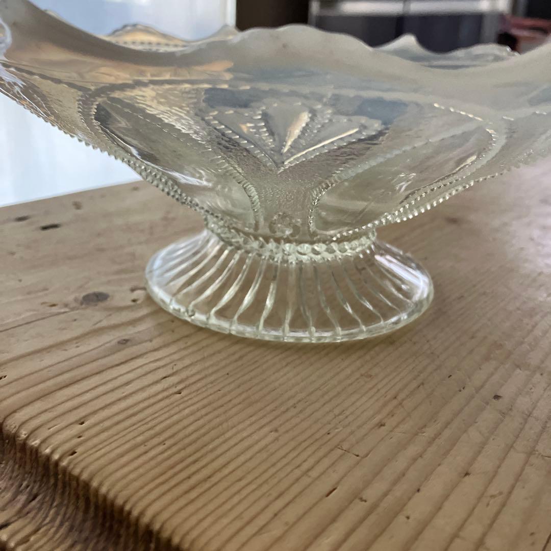 イギリスアンティーク ノースウッド オパールセントガラス大型コンポート