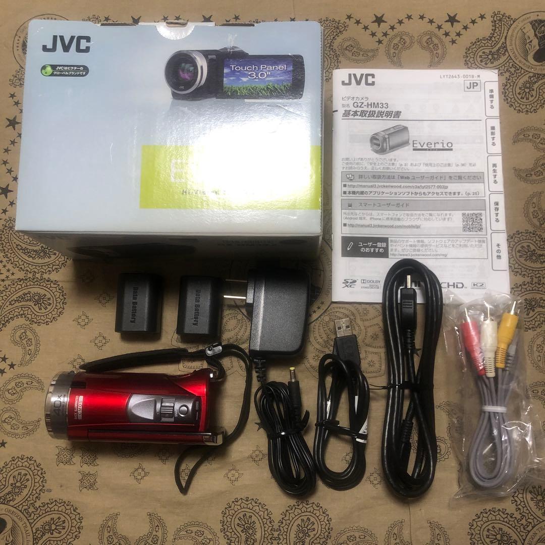 美品 JVC Everio GZ-HM33 バッテリー2個付 ビデオカメラ 完品