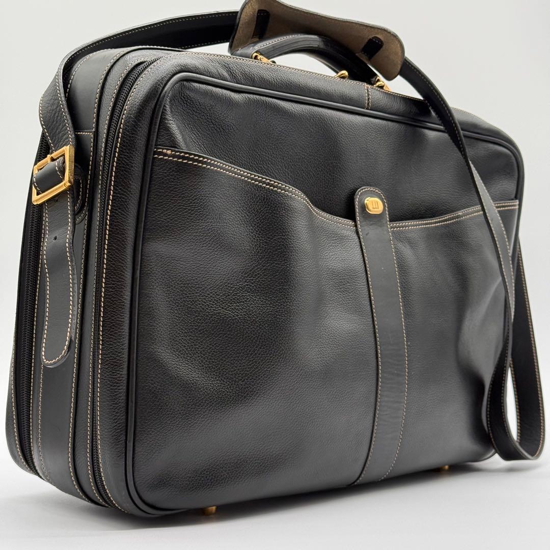 dunhill ダンヒル メンズ ロゴ金具 レザー 2way ビジネスバッグ 黒