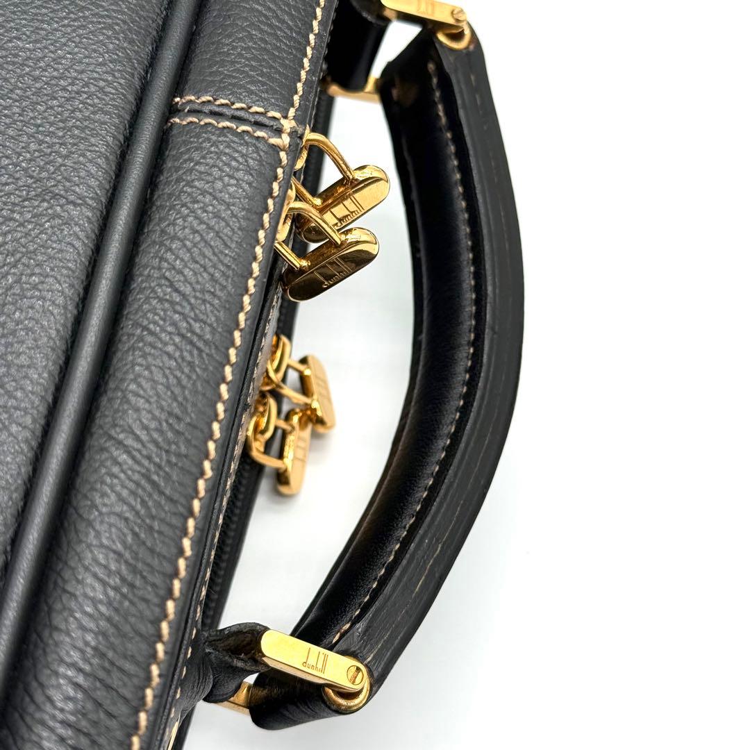 dunhill ダンヒル メンズ ロゴ金具 レザー 2way ビジネスバッグ 黒
