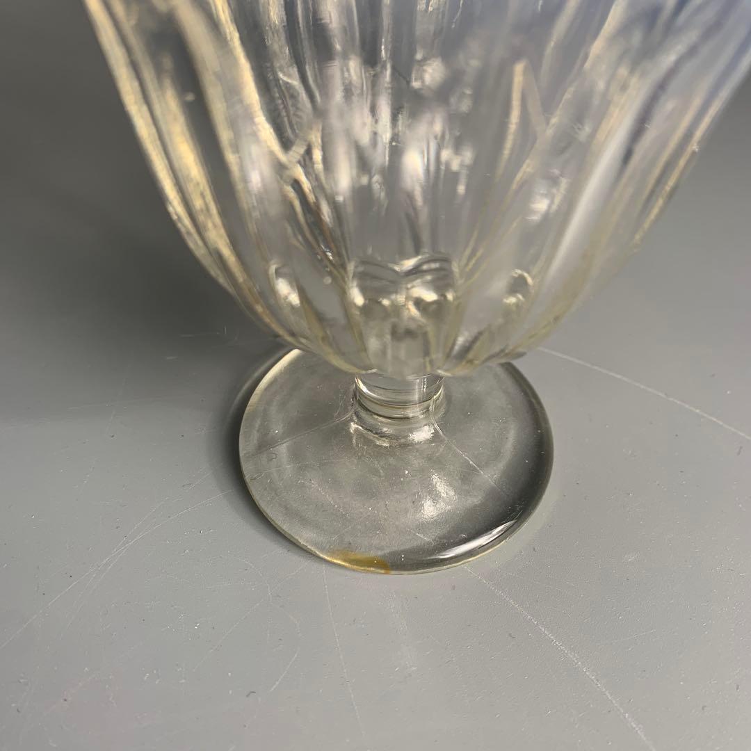 昭和初期 戦前 プレス 乳白青ぼかし 氷コップ デザートカップ 和ガラス