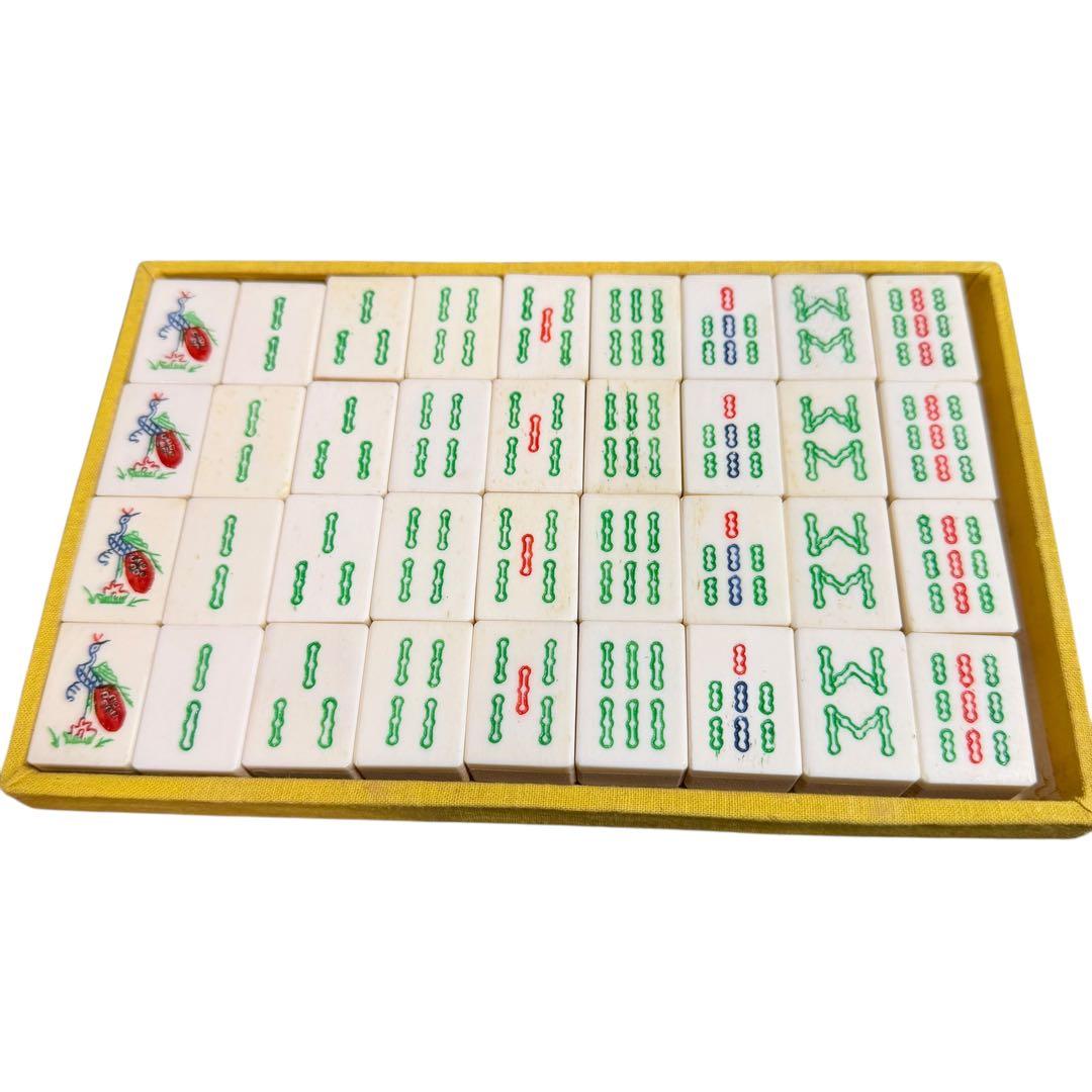 中国 高級 麻雀牌 竹牌 花牌付 ケース入 昭和レトロ