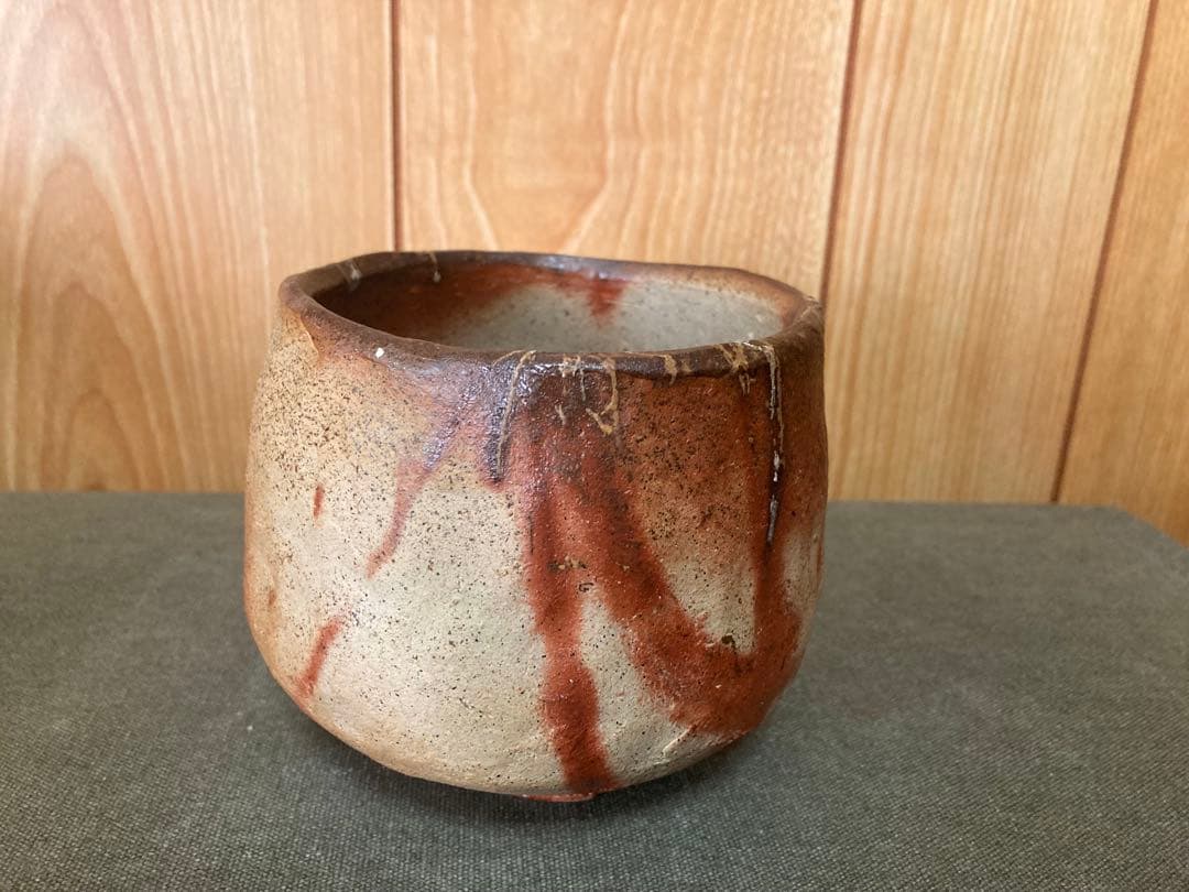 末廣学 備前焼 緋襷茶碗 (検索 焼き締め 森陶岳 火襷
