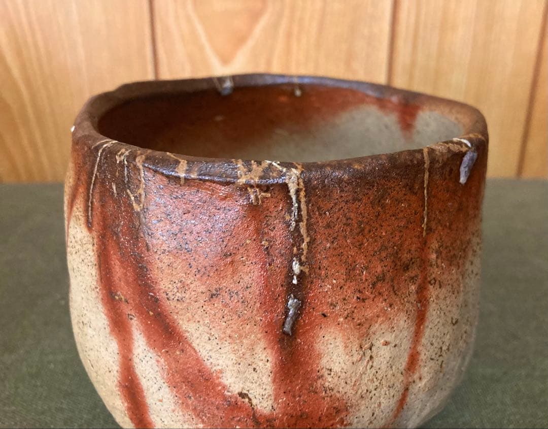 末廣学 備前焼 緋襷茶碗 (検索 焼き締め 森陶岳 火襷