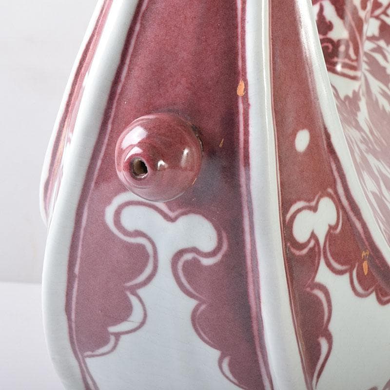 中国 釉里紅 四足水注 扁壷 M 7325C 中国 釉里紅 四