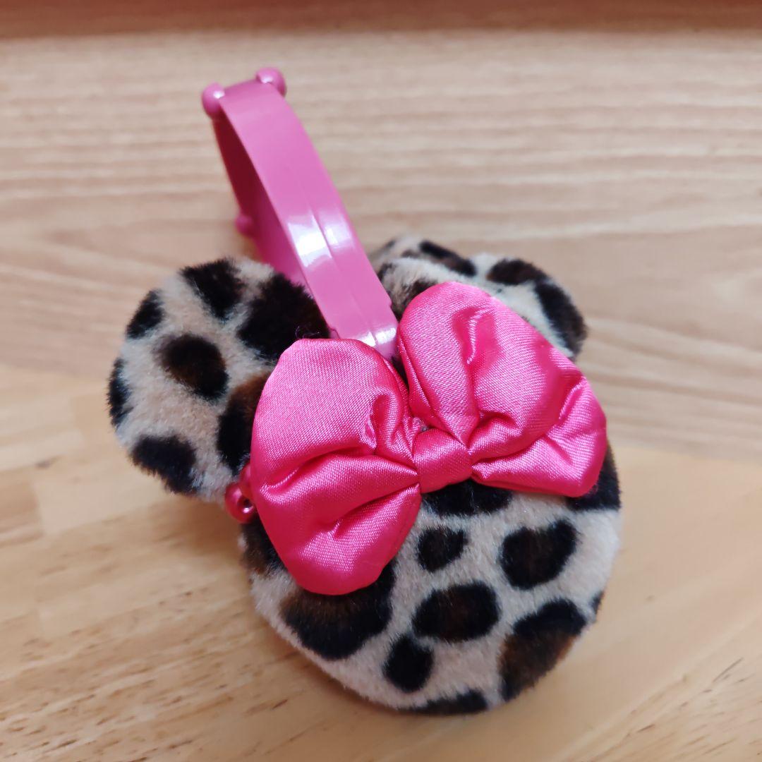 ディズニー ヒョウ柄 イヤーマフ 耳当て ミニーちゃん リボン ファー