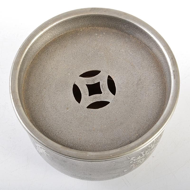 煎茶道具古錫漢詩松文茶こぼし在銘重さ約436gVR5399