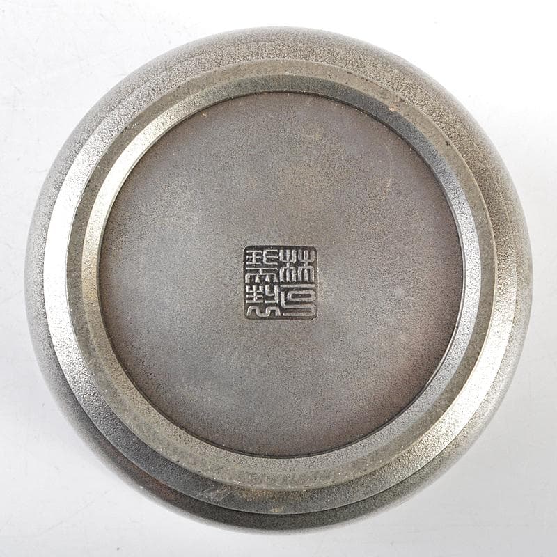 煎茶道具 林亭瑞製 錫製 四君子文 茶こぼし 約287g 時代箱