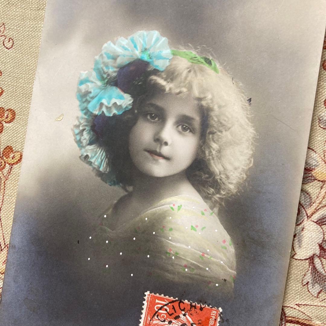 アンティーク ポストカード 花を纏う美しい少女 26* アンティーク