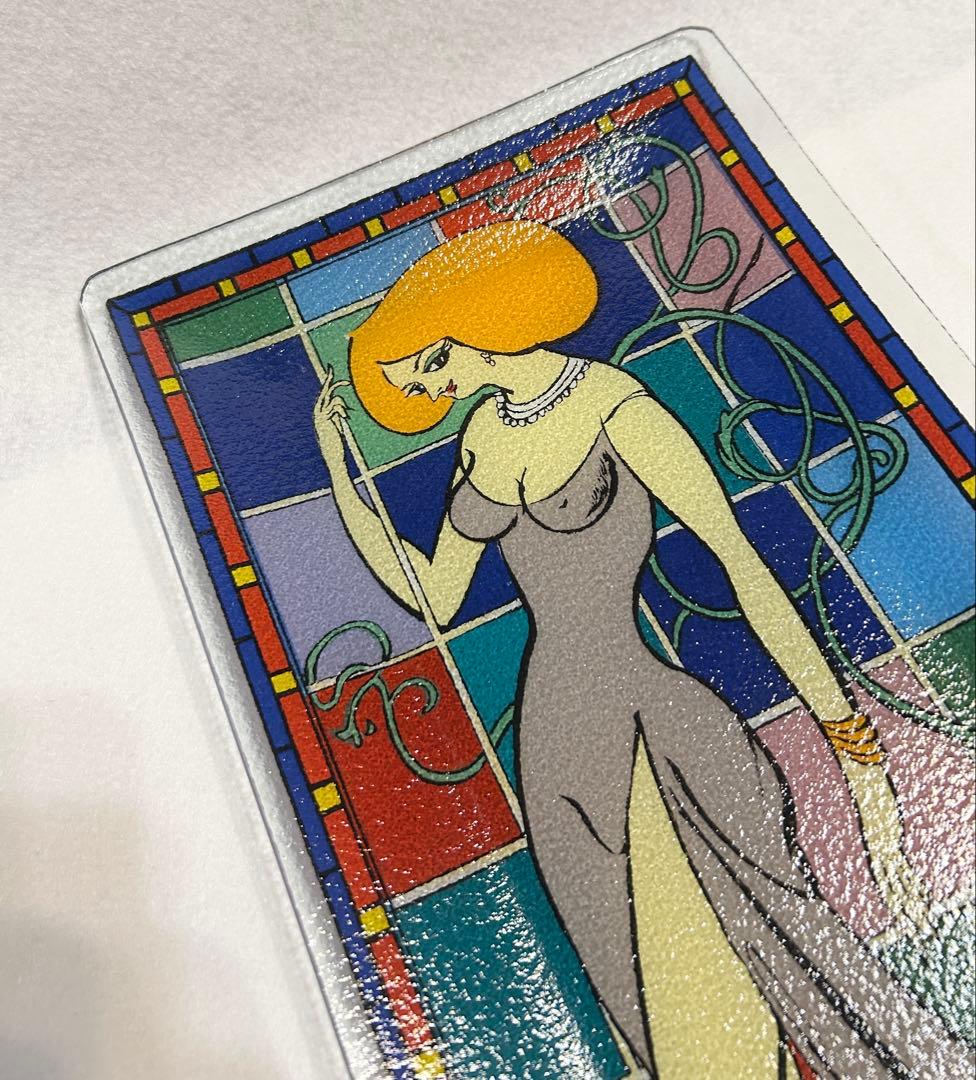 小島功 金の女 ガラス絵皿 昭和レトロ 美人画 アートプレート 置物