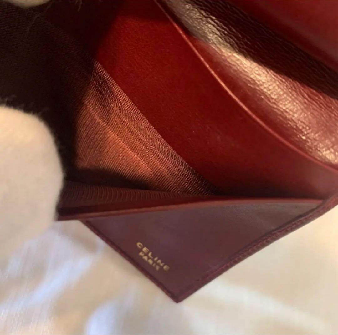 希少】セリーヌ ヴィンテージ ロゴサークル ゴールド金具 レザー ボルドー