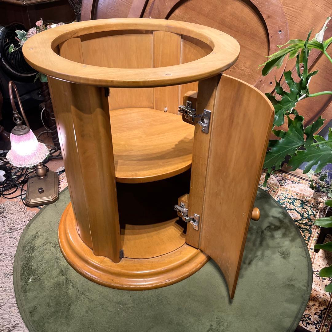 sale ラウンドテーブル　1０５　丸テーブル　無垢材仕上げ収納付き