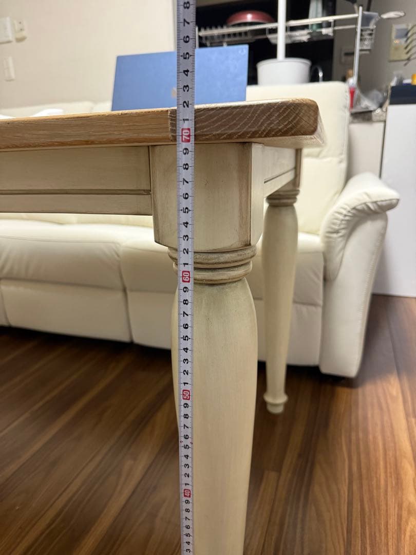 ナチュラルウッド×白脚 北欧風ダイニングテーブル（150×80×71cm）