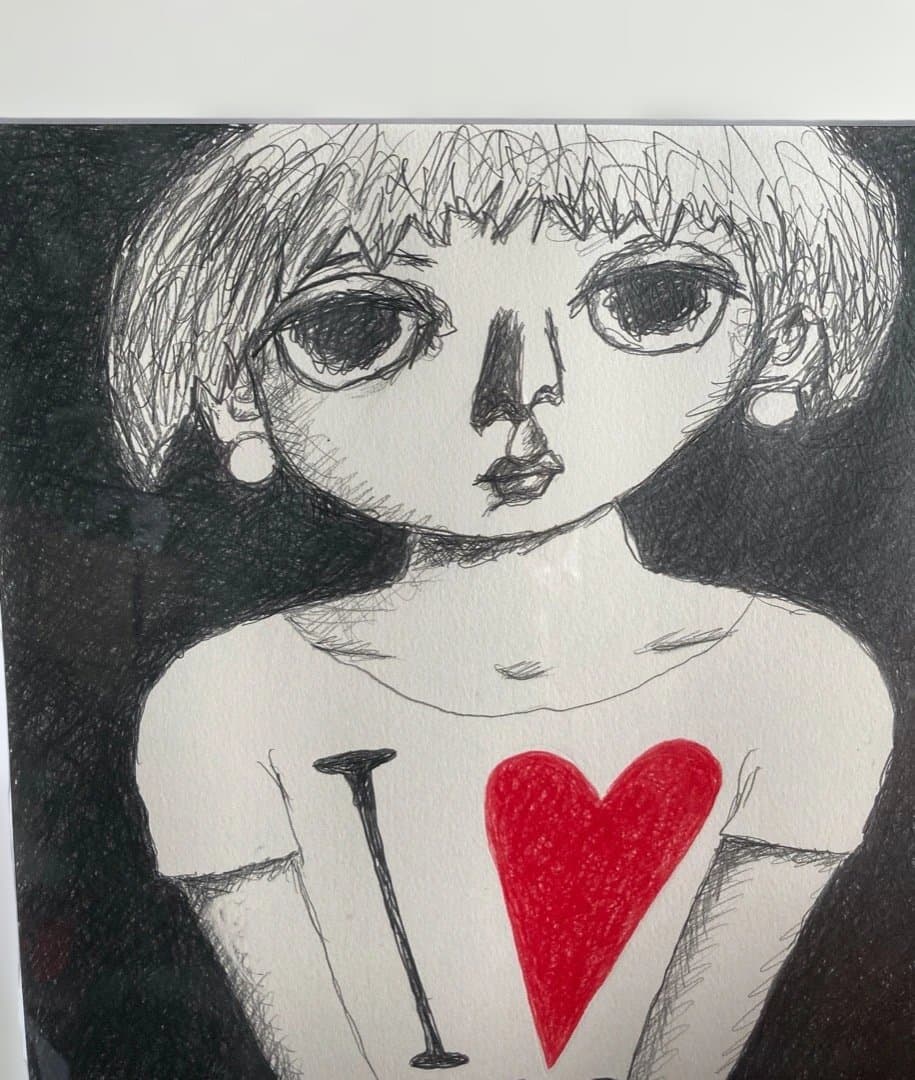 新品直筆絵画『原マスミ／Tシャツ』豪華（大衣）額付