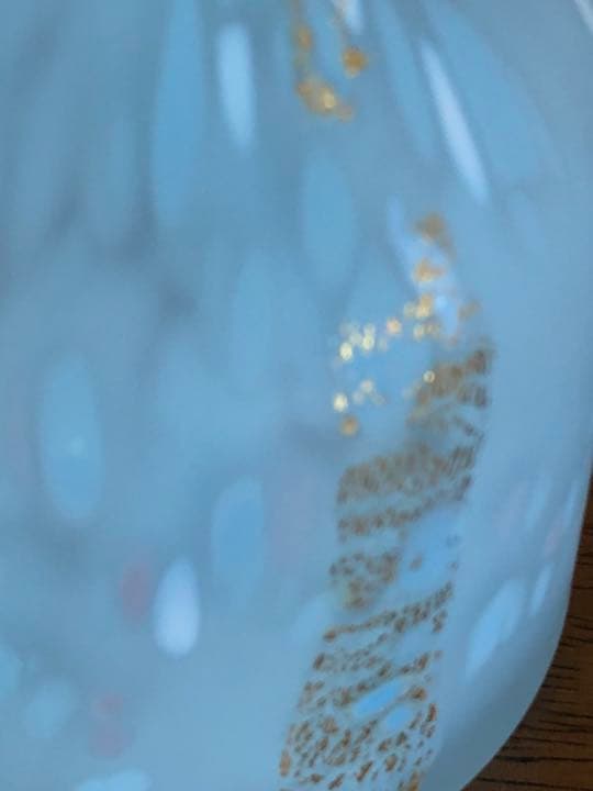 藤田喬平 手吹 金彩花瓶 共箱 水色 未使用 柳瀬美術店 / 藤田喬平「