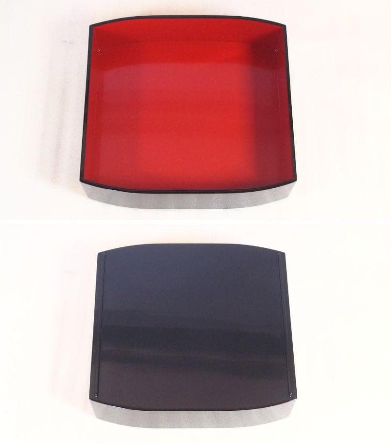 【希少・美品】輪島塗 鶴文 三段重箱 重台 薄造り/変形型 お重/弁当箱 漆器