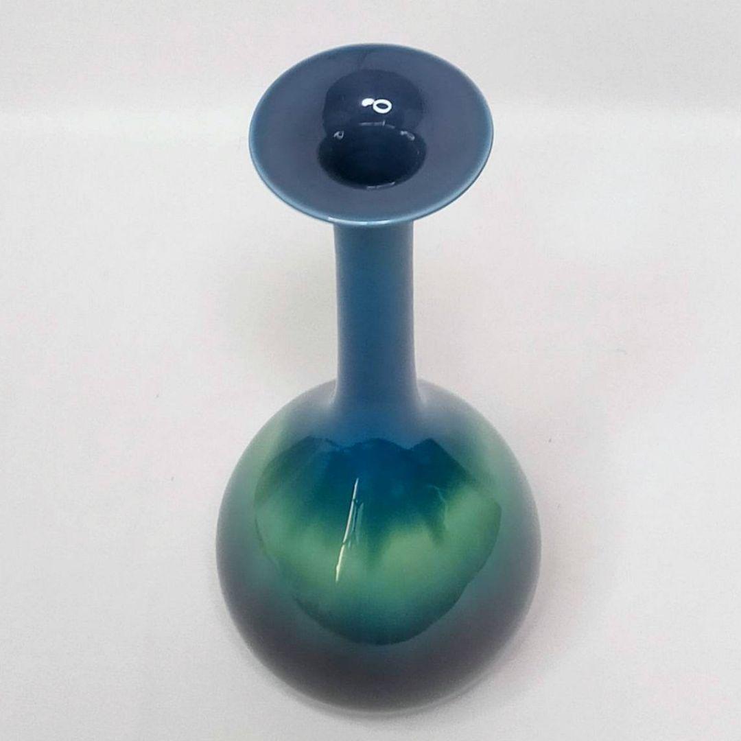 人間国宝 九谷焼 徳田八十吉 花生 柳雨軒 三代徳田八十吉（正彦） 碧明釉