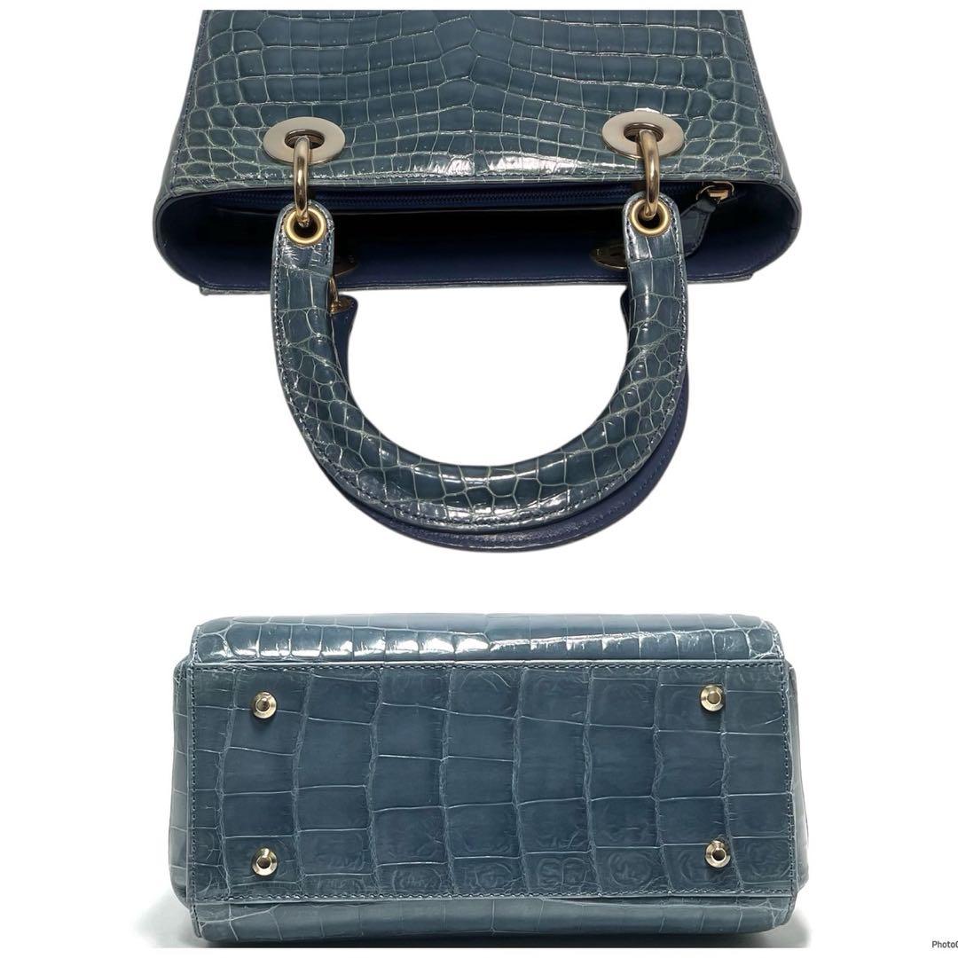 【美品】JRA認定品・日本製 /sanpo三宝/シャイニングクロコ/ハンドバッグ