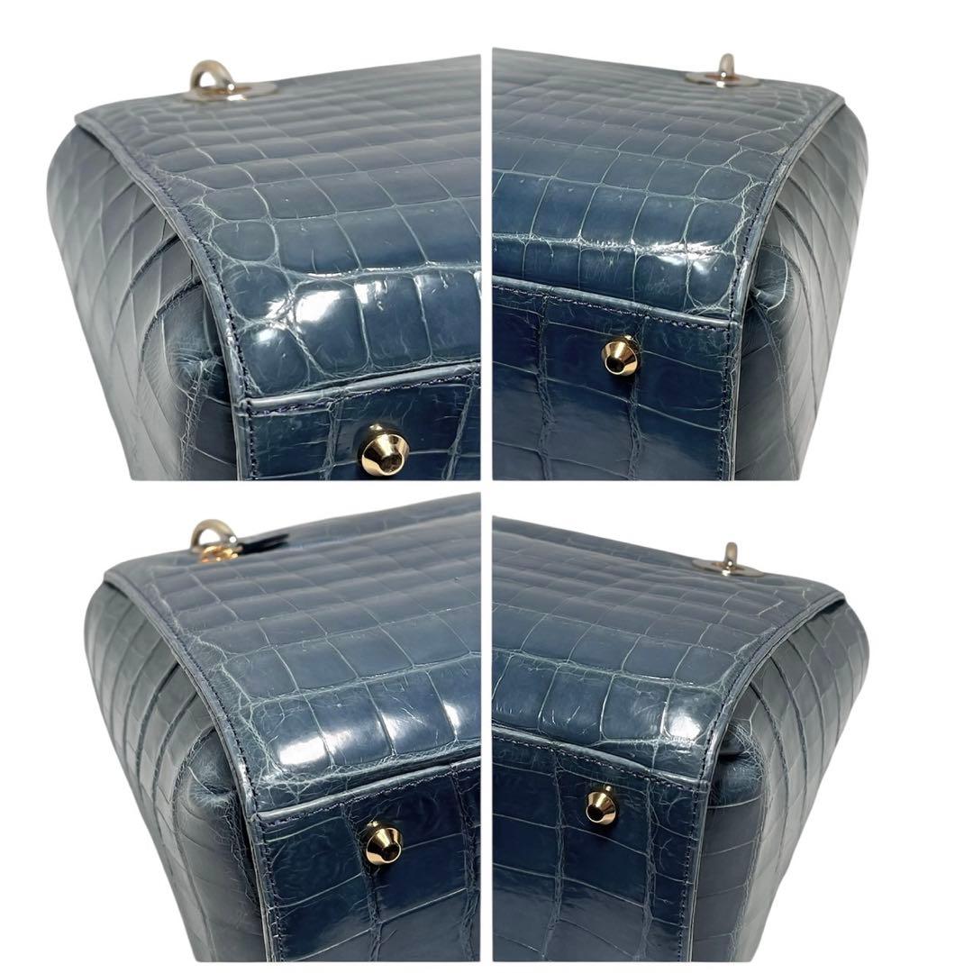 【美品】JRA認定品・日本製 /sanpo三宝/シャイニングクロコ/ハンドバッグ