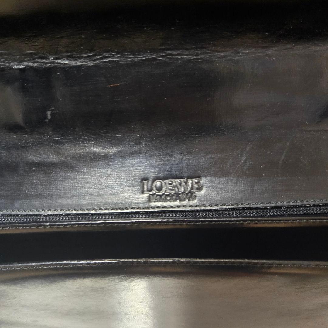 【希少】ロエベ ディプロマティコ ビジネスバッグ アナグラム 型押し レザー 黒