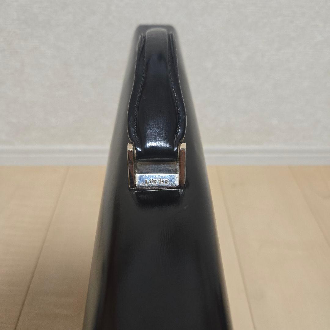 【希少】ロエベ ディプロマティコ ビジネスバッグ アナグラム 型押し レザー 黒