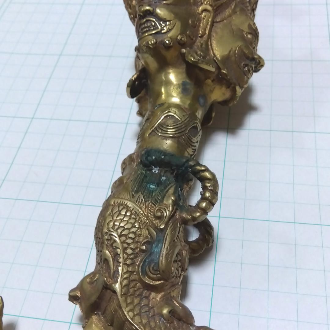 29cm 特大サイズ チベット密教法具 三面憤怒尊 カルタリ 鉞斧曲刀 金剛