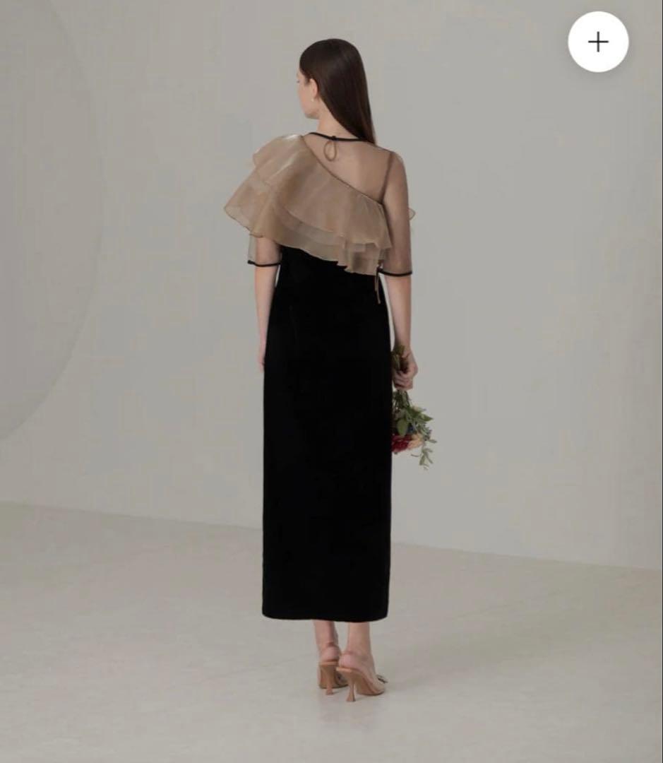 【LEJA】アシンメトリーティアードフリル3WAYベロアIラインドレスワンピース