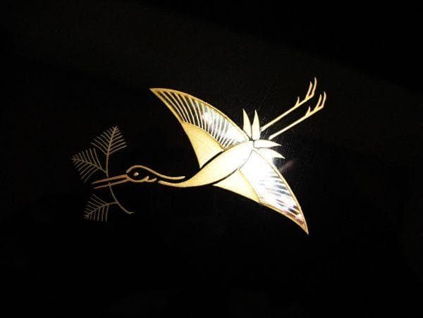 平安象彦 松喰鶴蒔絵 螺鈿 写真帳 本漆器