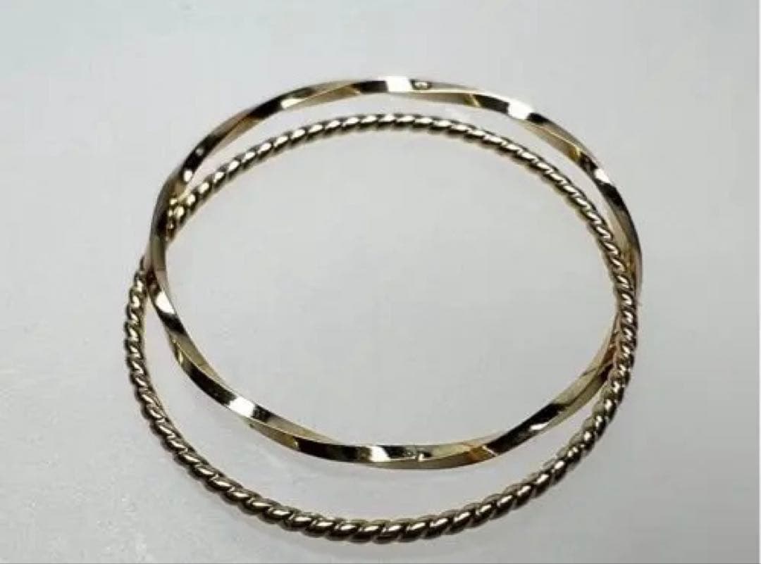 k18刻印有りゴールドバングルリングセット 2個