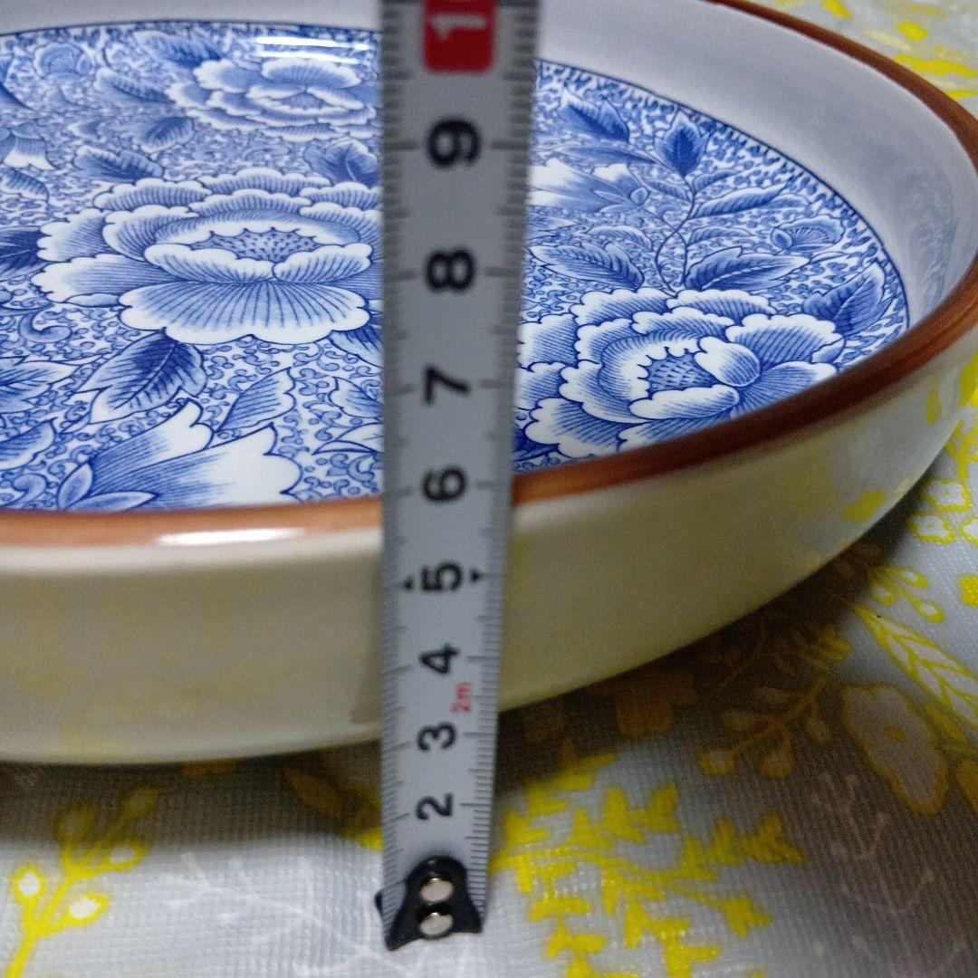 青い花柄牡丹の陶器 大皿セット 平皿 深皿2枚セット - メルカリ
