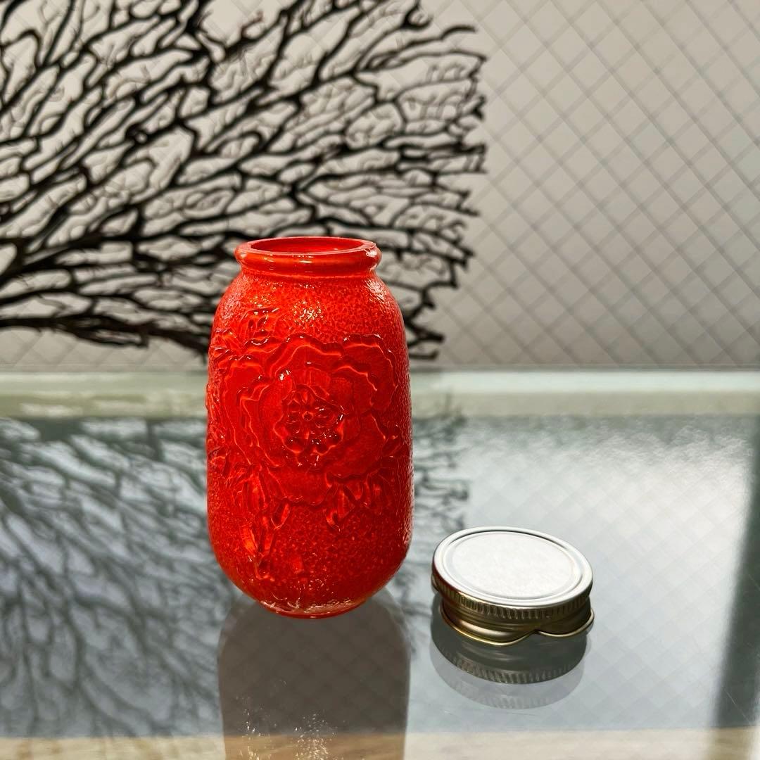 骨董 時代ガラス 超希少 瓜型 牡丹エンボス 飴屋瓶 金平糖瓶 菓子瓶