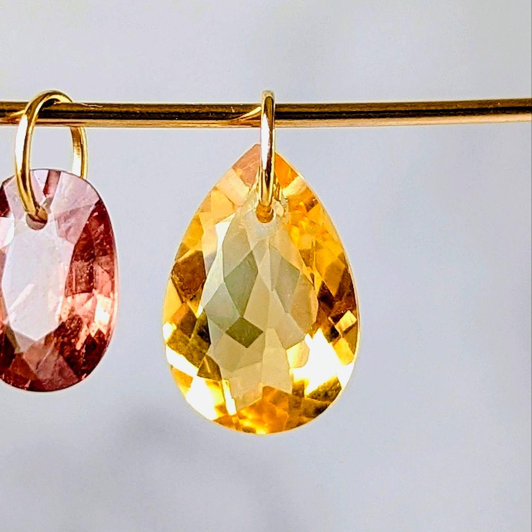 ♢N♢K18 ピンクジルコン＆イエローシトリン セットチャ―ム