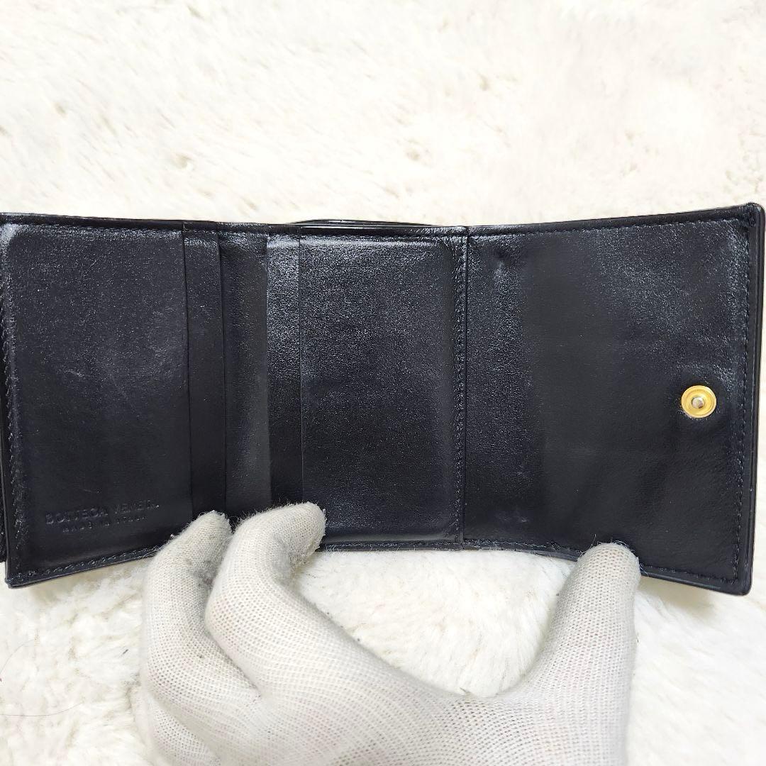 ✨極美品　付属品完備✨ボッテガ　三つ折り　イントレチャート　カセット　ブラック