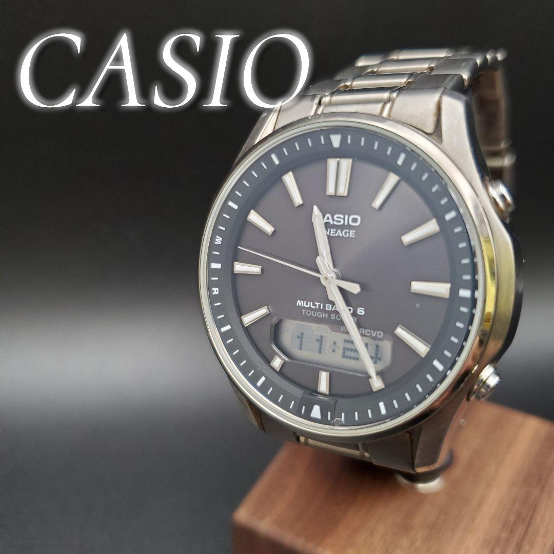 稼働品 カシオ リニエージ LCW-M100TS チタン ソーラー電波 シルバー