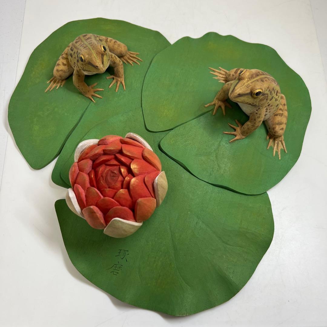 神保琢磨 木彫彩色「春陽」 共箱 幅約31㎝ チニエト 東な7-1221☆2F