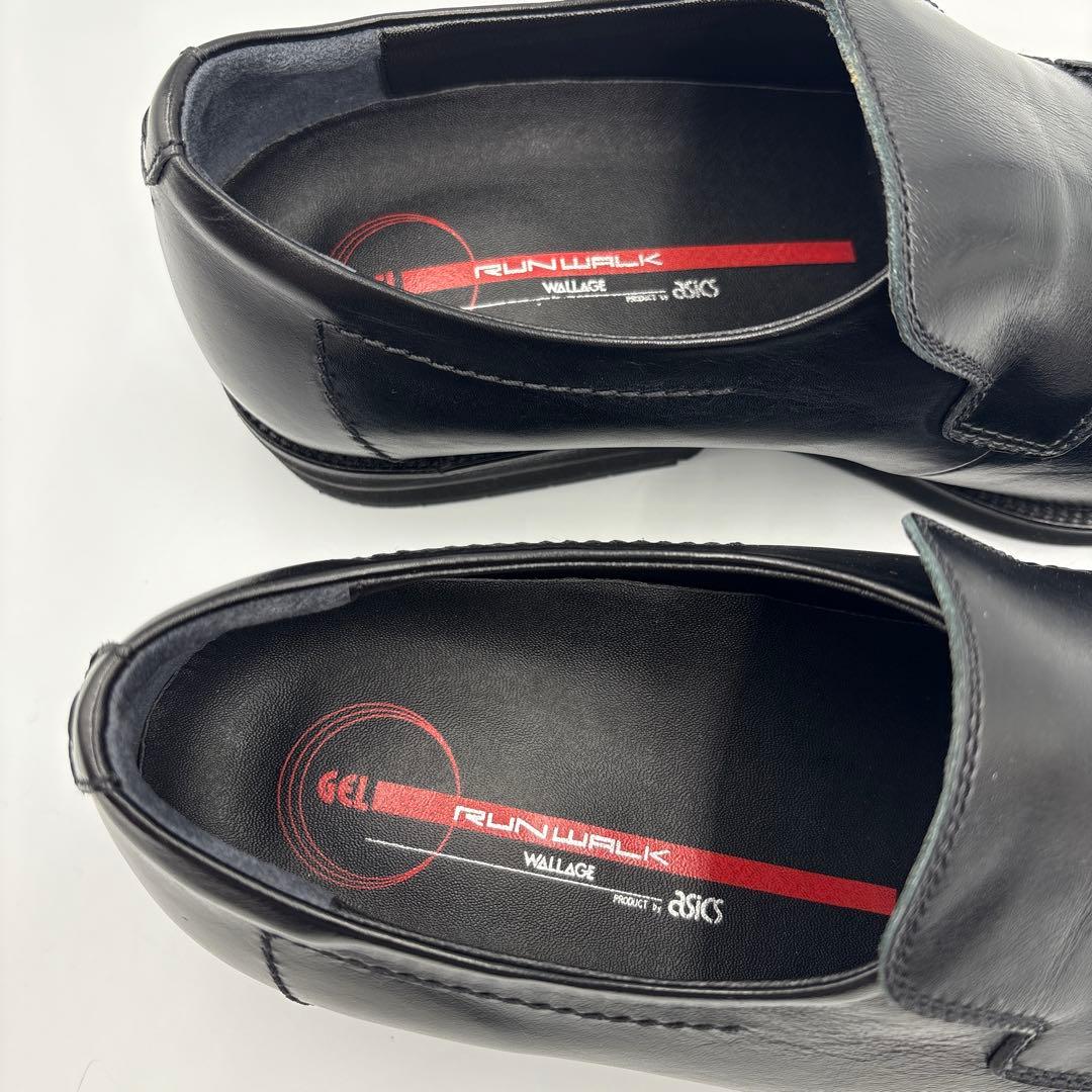 未使用✨アシックス　ランウォーク 黒　レザー　ビジネスシューズ　ローファー
