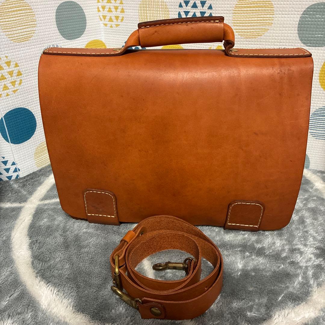 Herz 総かぶせ　横型　2way ビジネスバッグ　Lサイズ　革