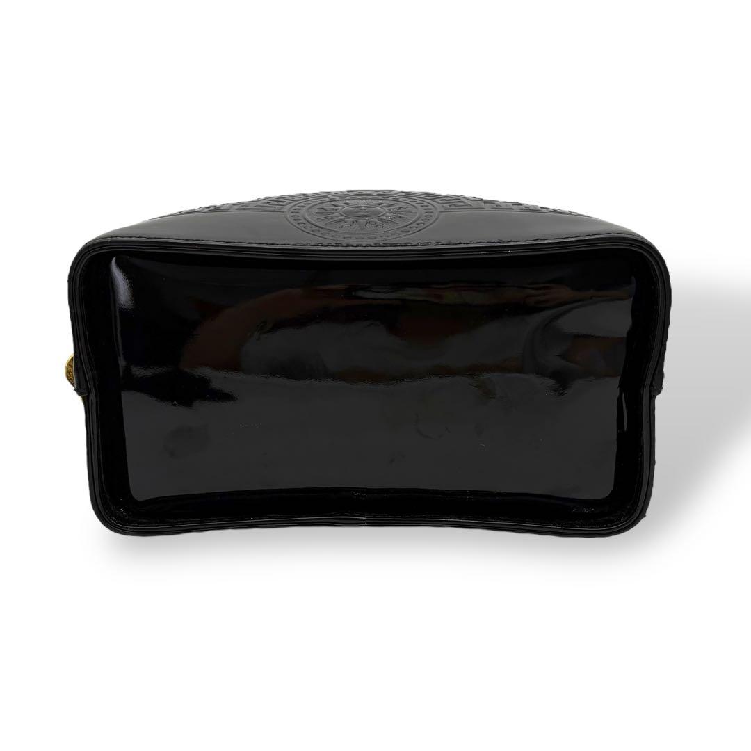 ジャンニヴェルサーチ ハンドバッグ サンバースト レザー エナメル ブラック 黒