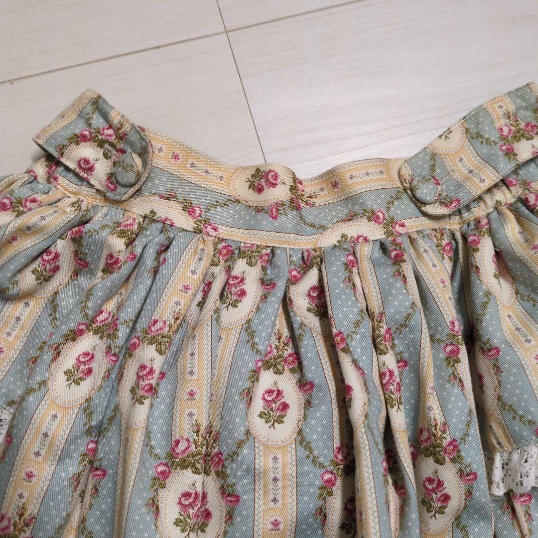 メタモルフォーゼ　初期　スカート　アンティークローズブーケ柄　水色