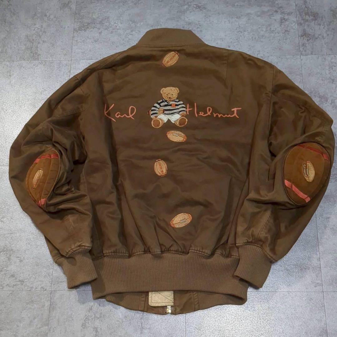 【美品】カールヘルム くま刺繍 短丈 フライト風ジャケット ブルゾン Mサイズ