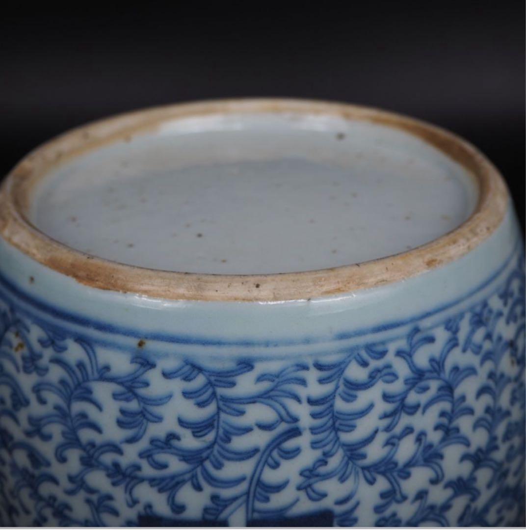 送料無料　70年代36元購入　清時代嘉慶道光青花罐 火漆印有　本物保証