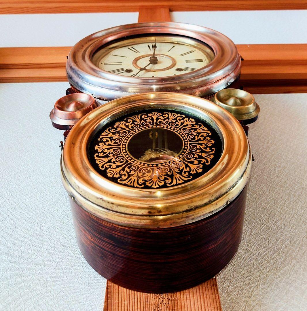 〈完動・美品〉精工舎　真鍮被せ四ツ丸達磨型ゼンマイ振り子時計　アンティーク古時計