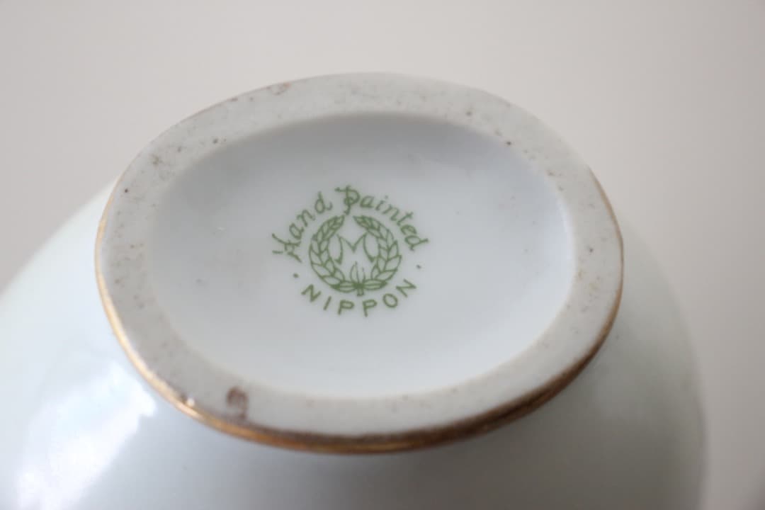 アンティーク　オールドノリタケ　里帰り　金彩　金盛り　取手付き花瓶